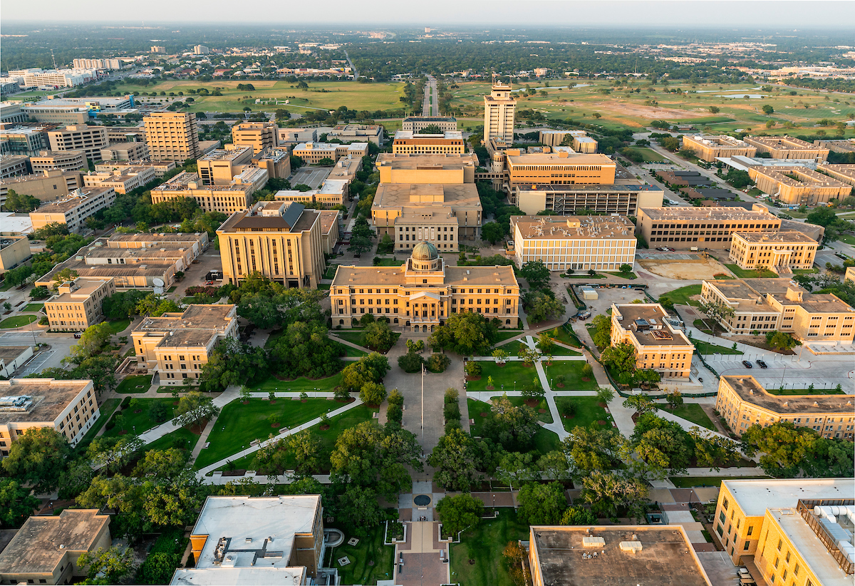 Aerial view of Texas A&M University