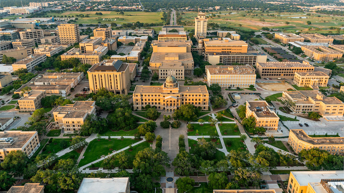 Aerial view of Texas A&M University