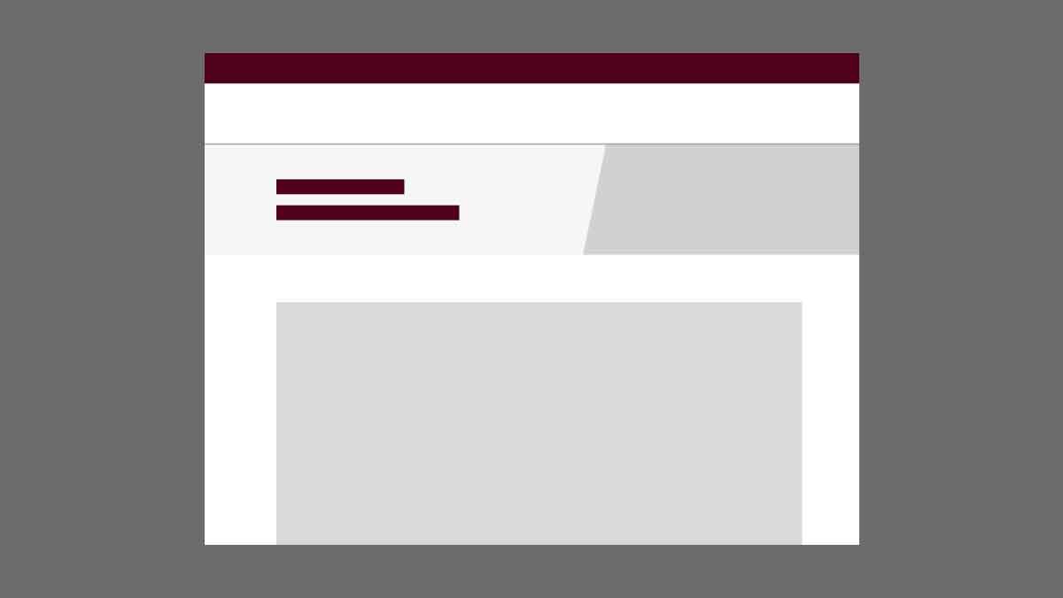 A blank Aggie UX mockup of a internal page with no sidebar