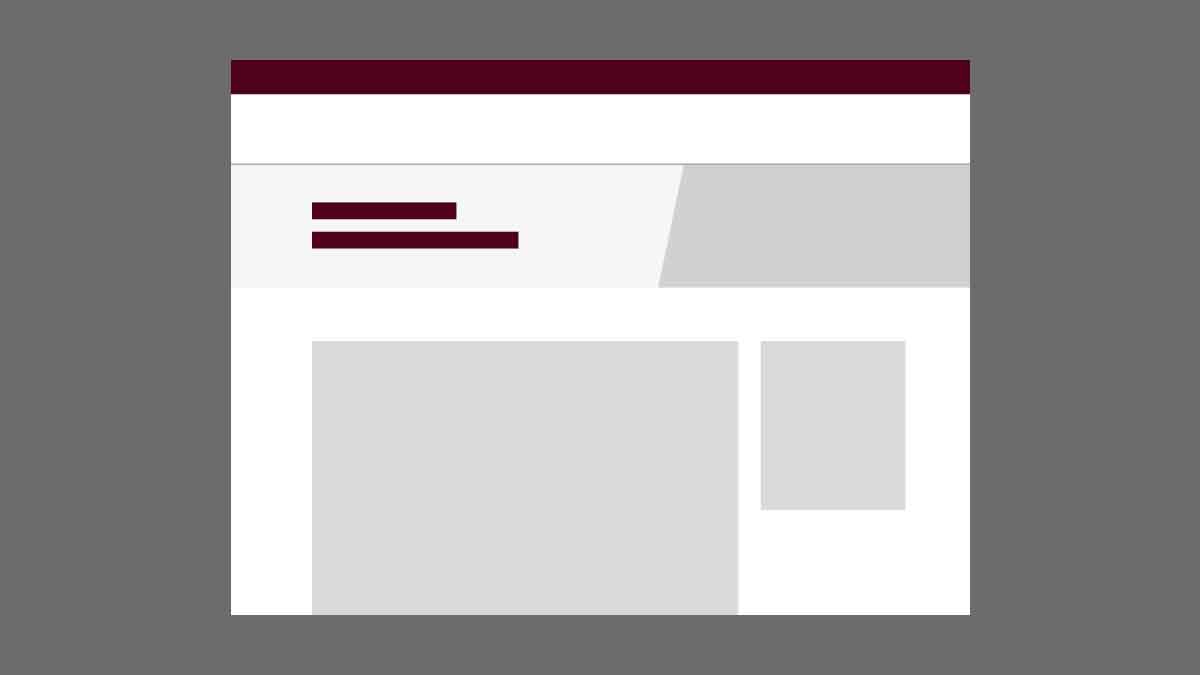 A blank Aggie UX mockup of a internal page with a right sidebar