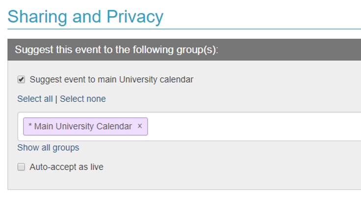 A mechanic in LiveWhale to suggest items to the Main University Calendar