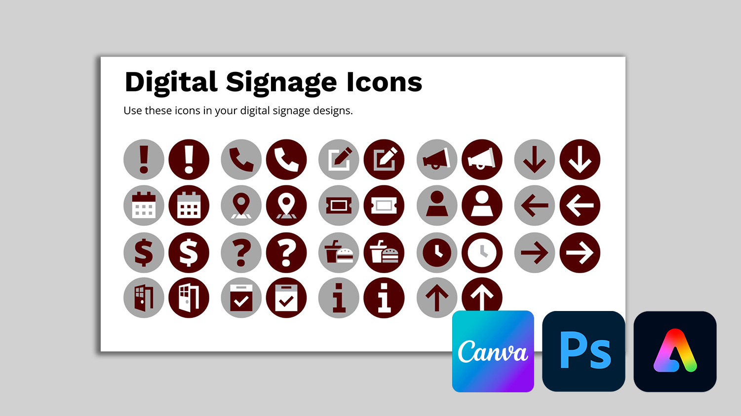 Collage of digital signage icons