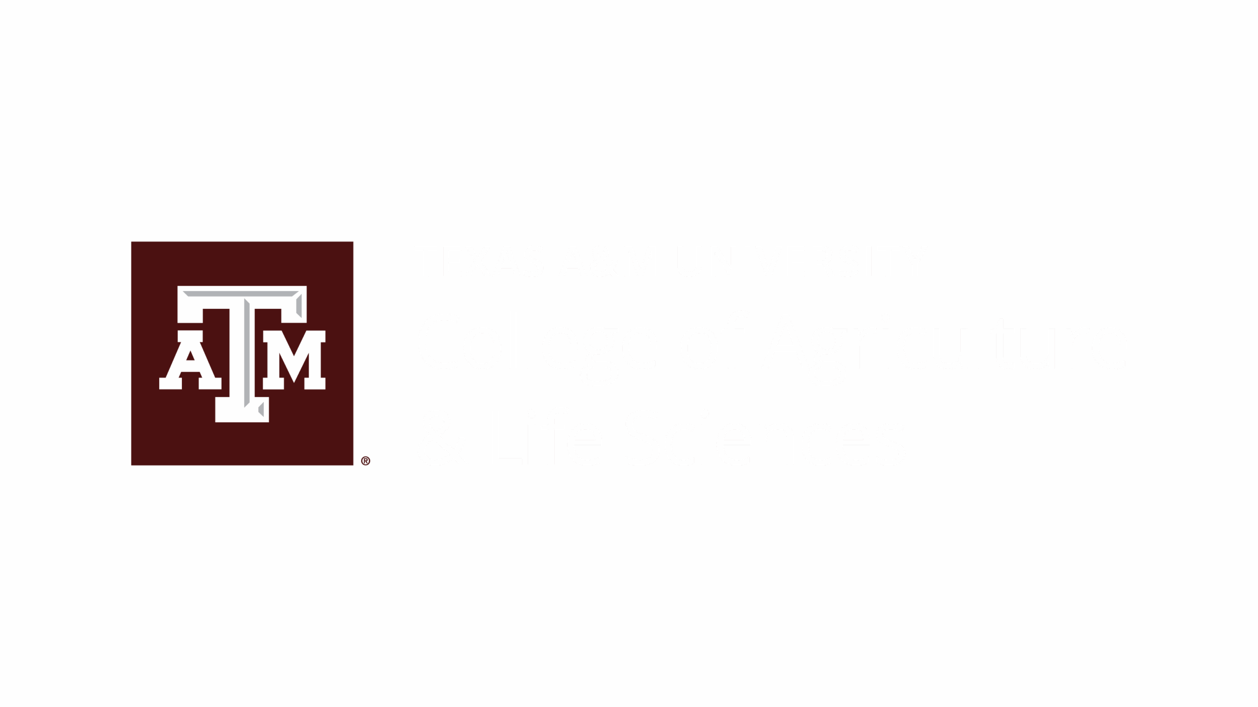 Unit Identity illustrating proper application of a Two Line Unit name on a dark background, for the College of Agriculture and Life Sciences