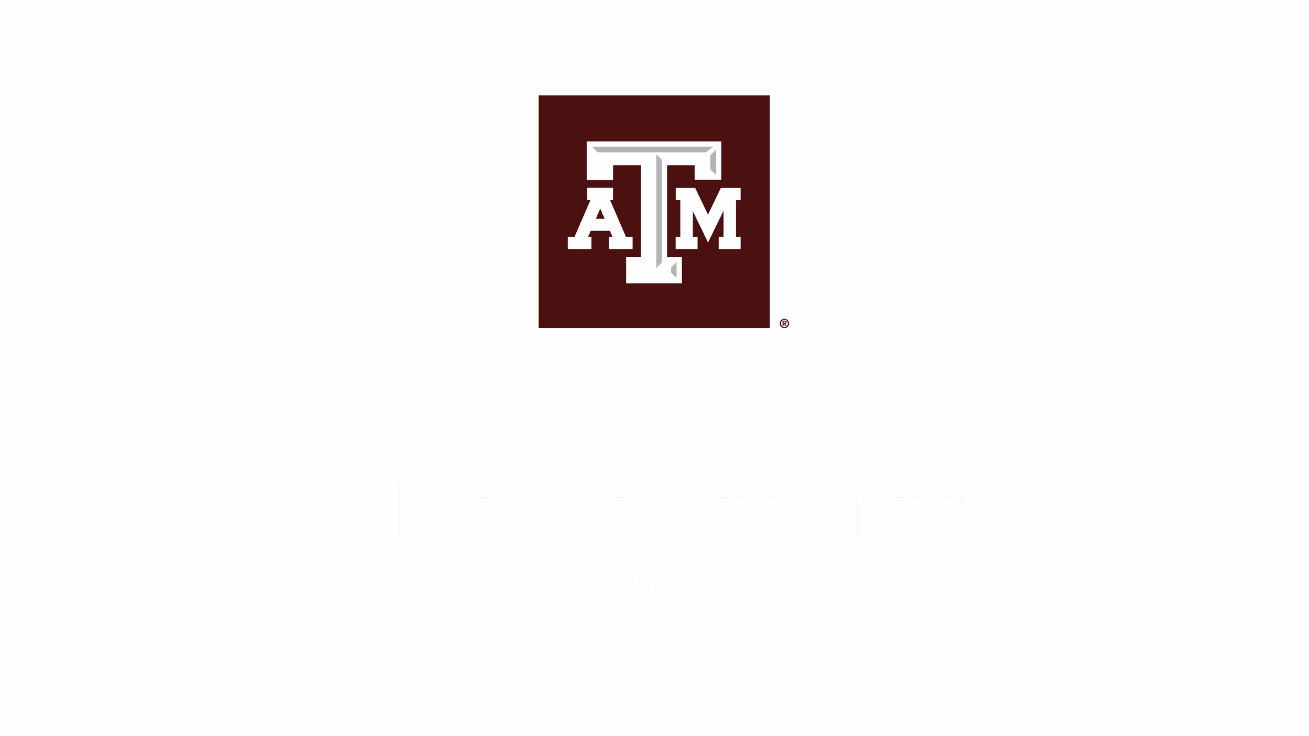 Unit Identity illustrating proper application of a Two Line Unit name on a dark background, for the College of Agriculture and Life Sciences