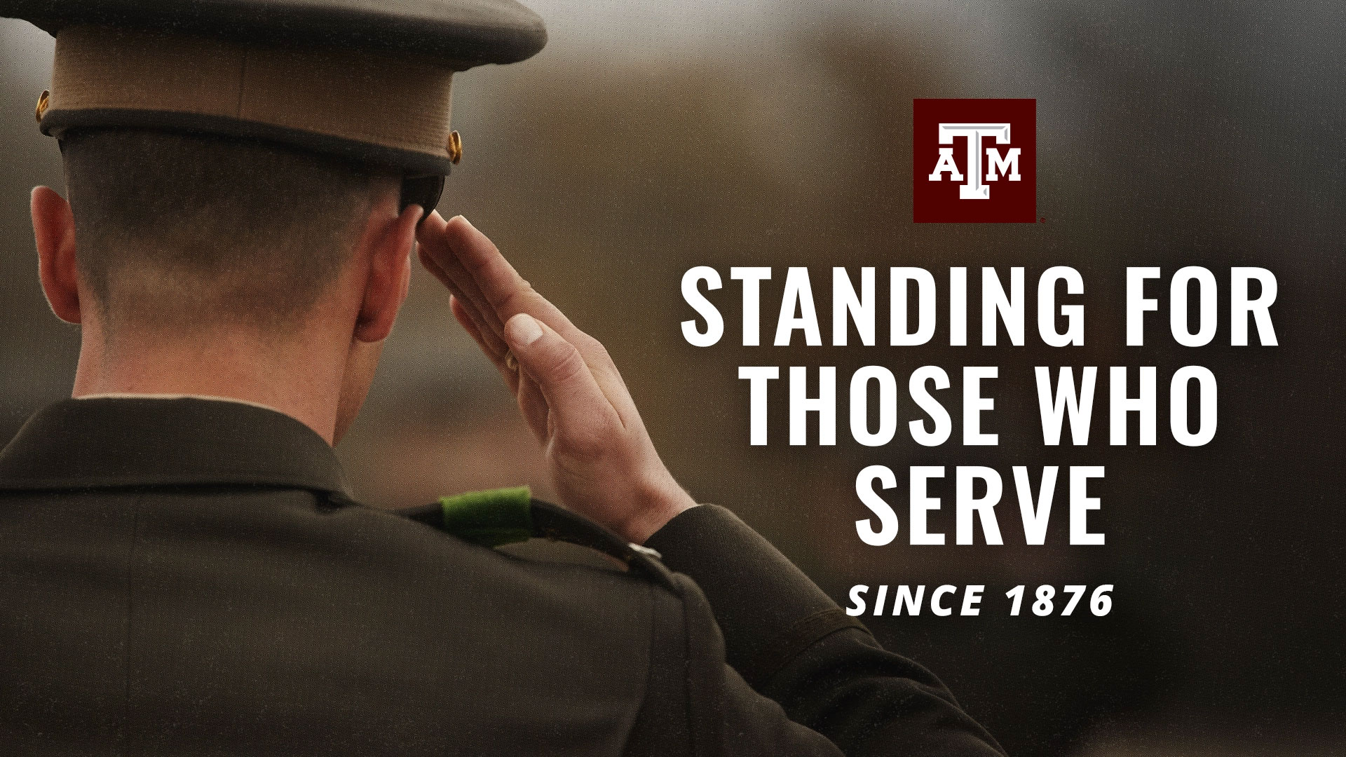 Social graphic of Corps of Cadets member saluting with the text Standing for Those who Serve