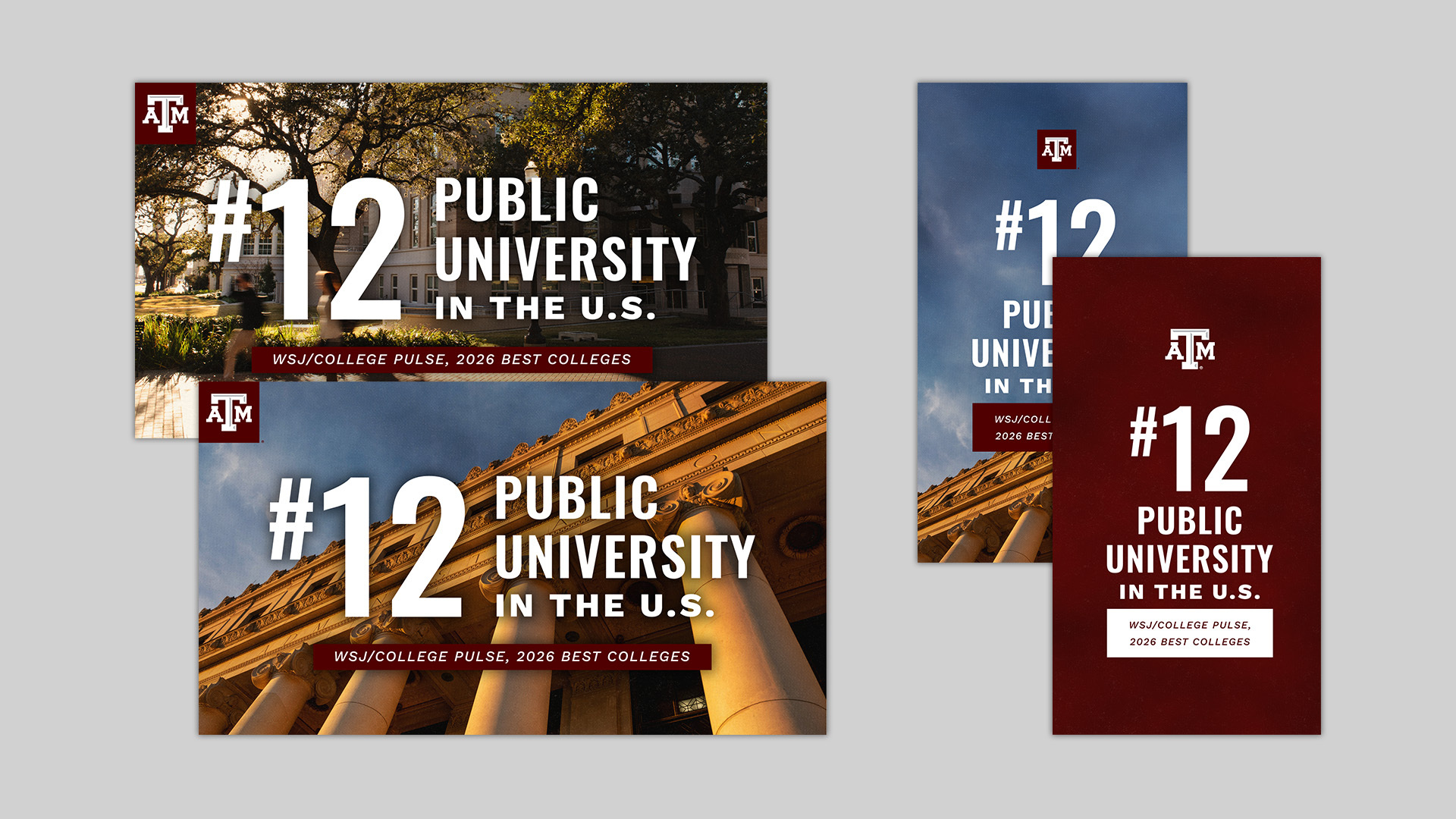 Collage of the four types of images created to advertise the Wall Street Journal Rankings