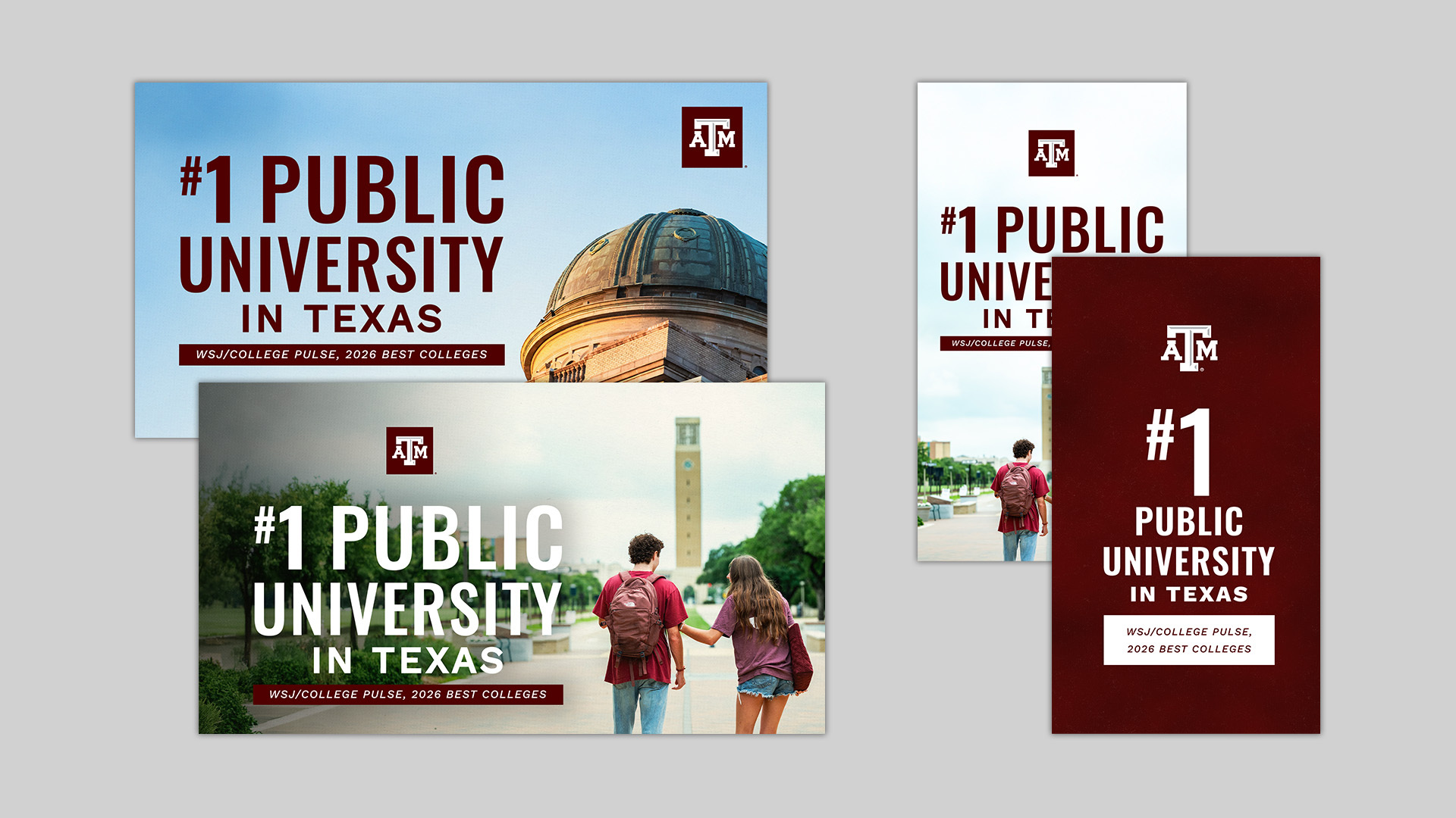 Collage of the four types of images created to advertise the Wall Street Journal Rankings