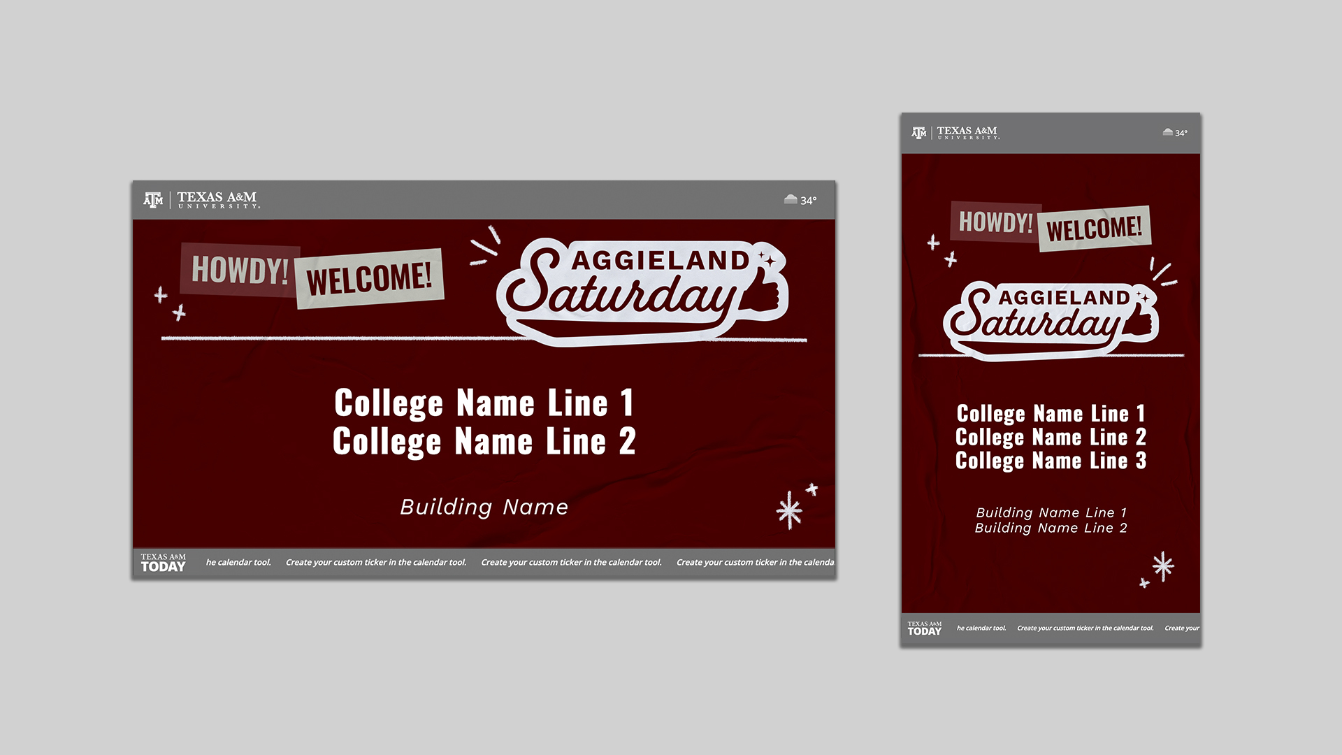 Digital Signage mockups for Aggieland Saturday