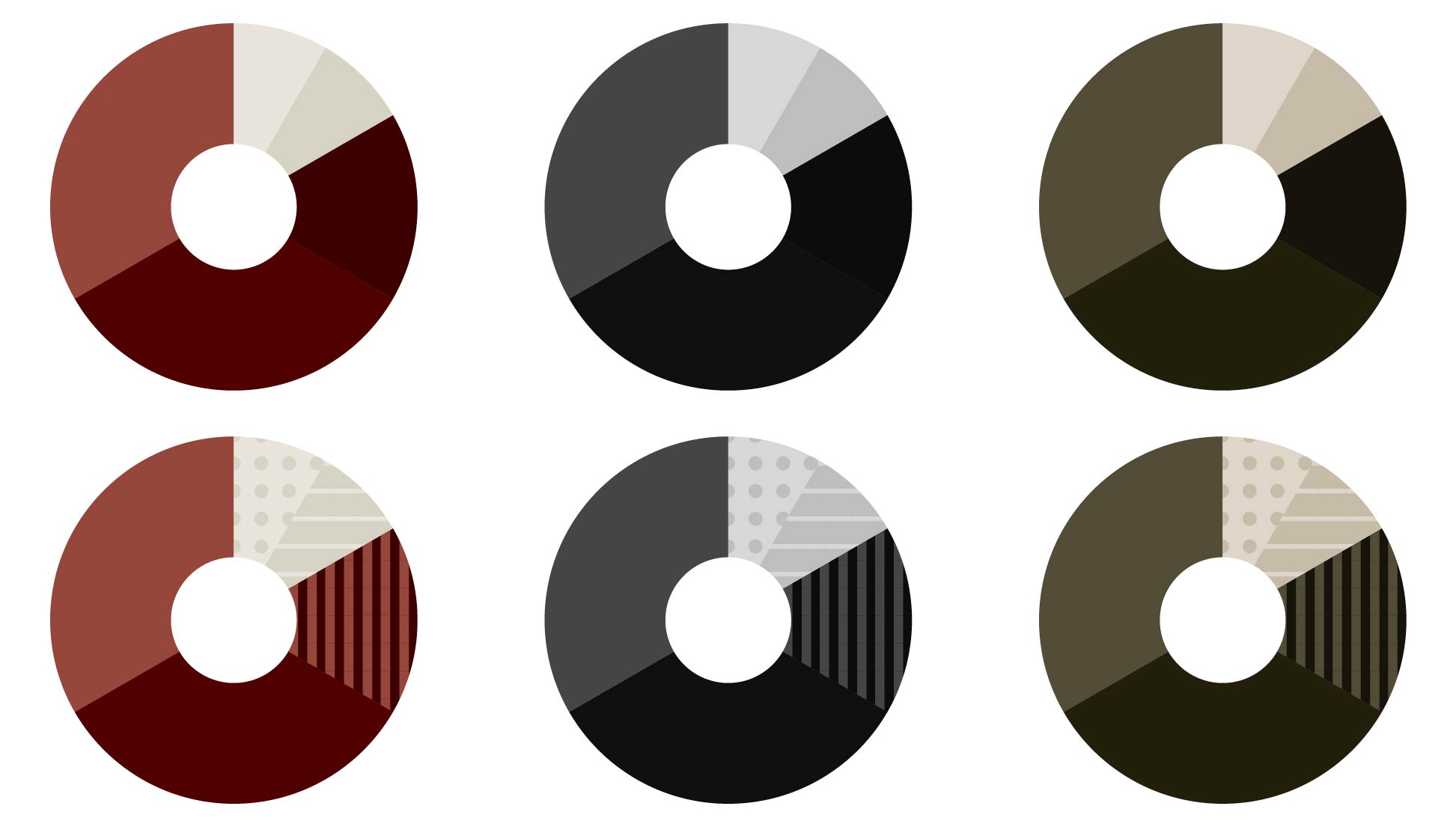 A graphic showing different color patterns examples